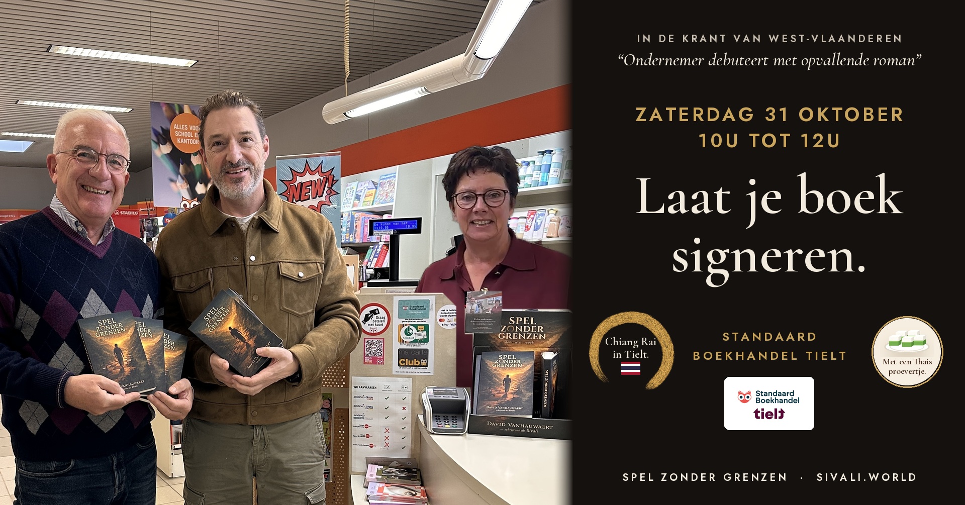 Zaterdag 31 oktober, 10u tot 12u: kom je boek laten signeren in Standaard Boekhandel Tielt